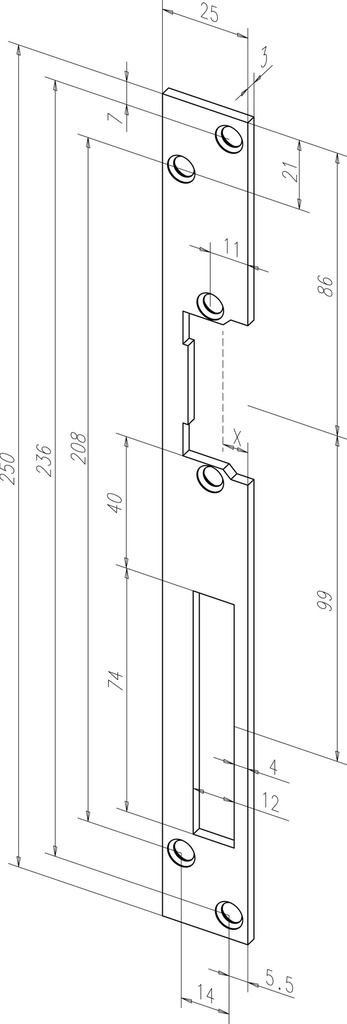 01002-01  Sluitplaat deuropener RVS