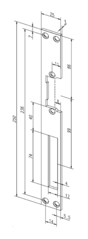 02135-01 sluitplaat deuropener RVS